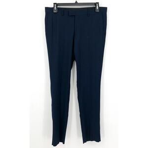 SOUL OF LONDON Men's Slim Fit Dress Pants 37R Navy Flat Front NWOT